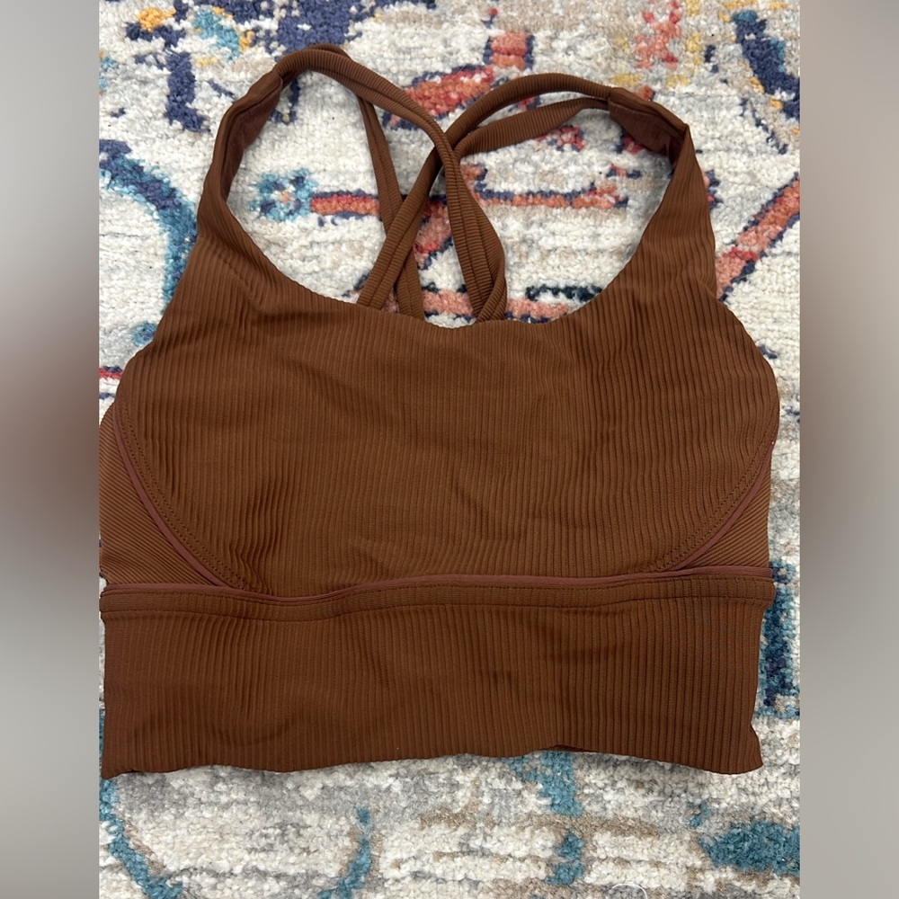 lululemon athletica Ribbed Brown Crossback Sports Bra
